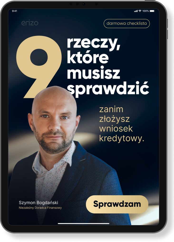 Checklista „9 rzeczy, które musisz sprawdzić zanim złożysz wniosek kredytowy” na tablecie